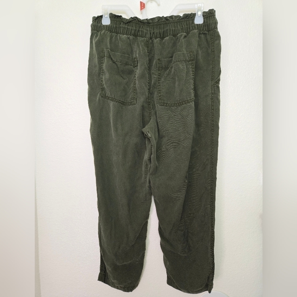 Loft Hunter Green Drawstring Paper Bag Waist Emory Taper Pants Medium Petite - Picture 5 of 7